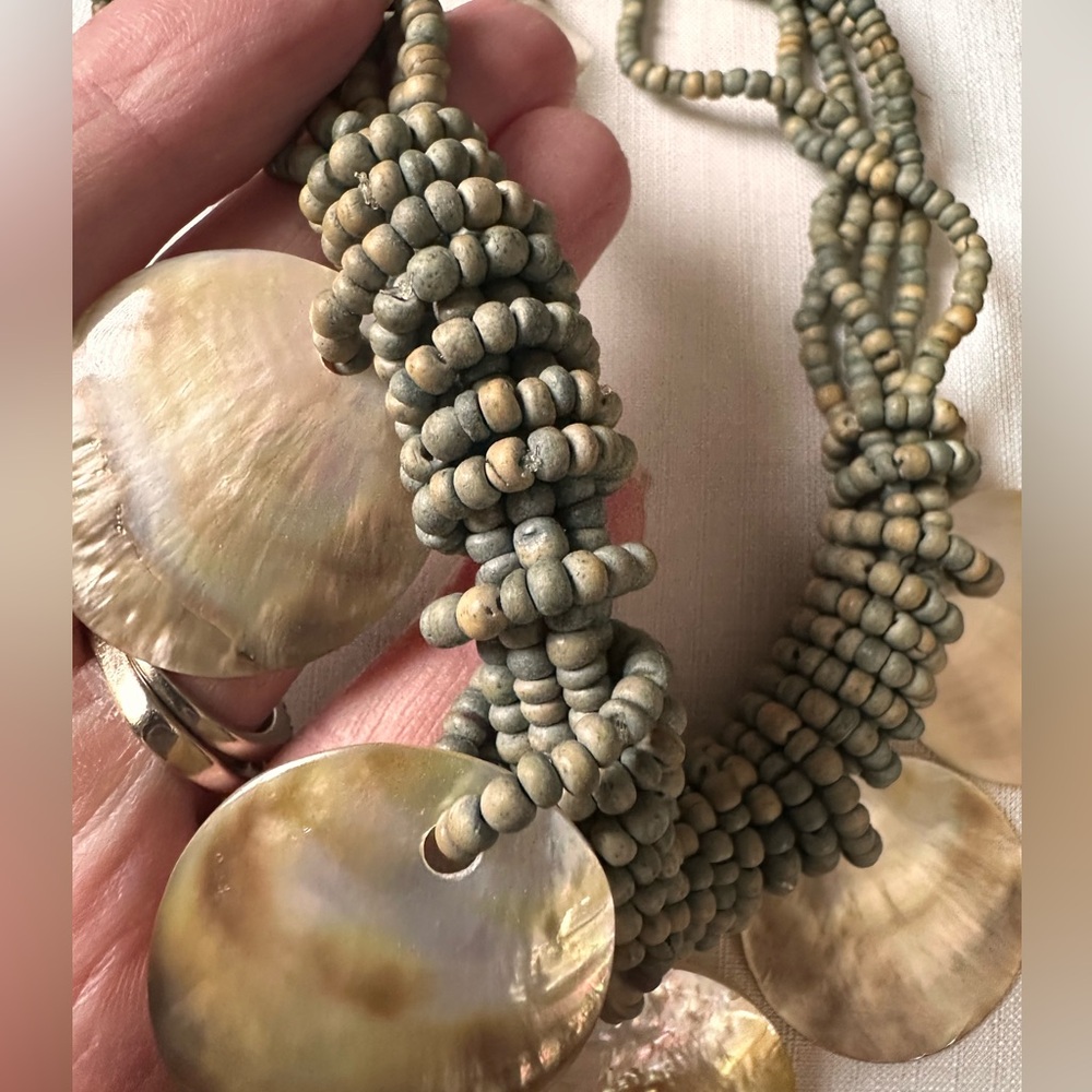 Shell Beaded Statement Necklace - image 2
